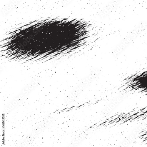 A grayscale showcases a circular dark shape overlaid on a textured white surface.