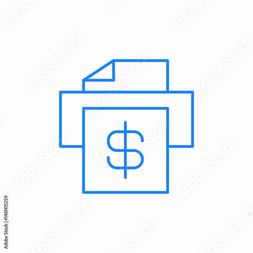 dollar bill printer icon sign vector