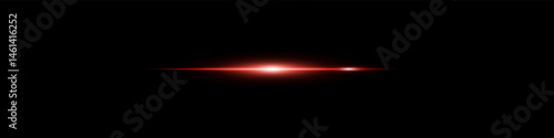 Bright neon red beam flare on dark background. Energetic glow streak with sharp motion edge.