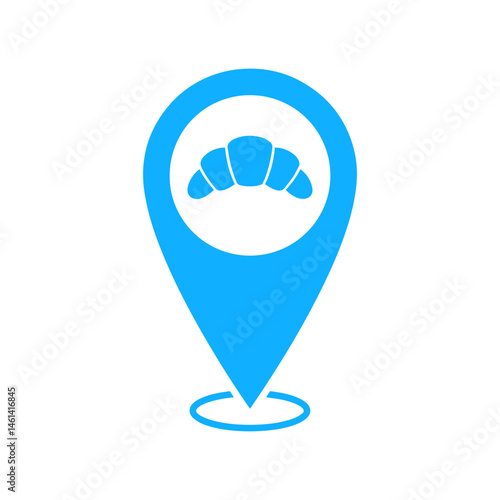 Bakery Map Pin Vector, Fresh Bread Icon, Pastry Location Marker