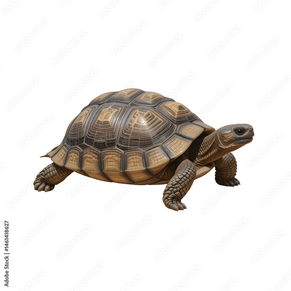 Obraz premium A tortoise walking with shell texture, isolated on a plain white background. 