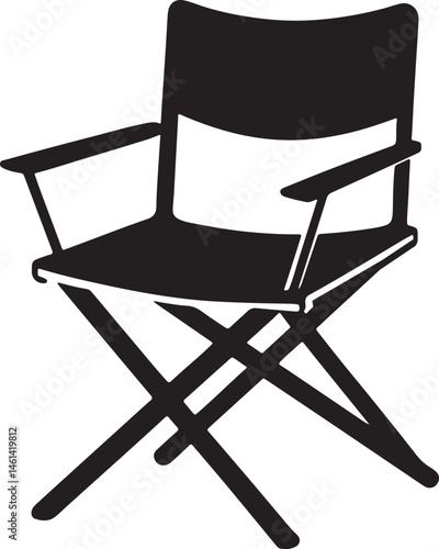camping chair silhouette, black and white silhouette, vector and illustration