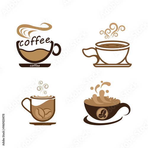 Coffee cup logo vector icon logo character premium illustration