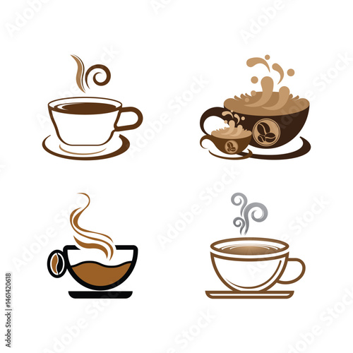 Coffee cup logo vector icon logo character premium illustration