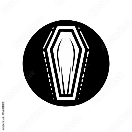 Coffin Glyph Design in Black Circle Illustration  