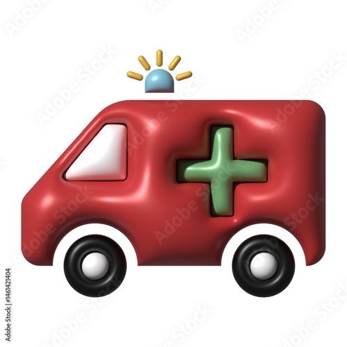 Red Ambulance with Green Cross
