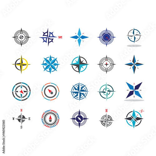 Compass Logo icon set Free Vector vector icon logo character premium illustration