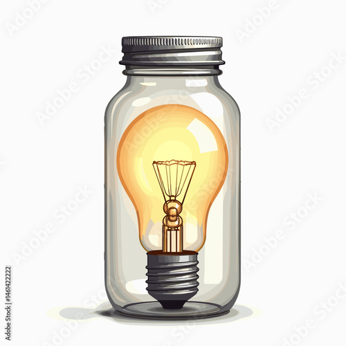 innovative glass jar with illuminated light bulb inside  unique idea for decoration or storage
