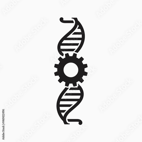 scientific dna sequencing illustration with gear