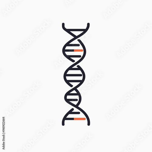 dna double helix illustration with orange and white accents