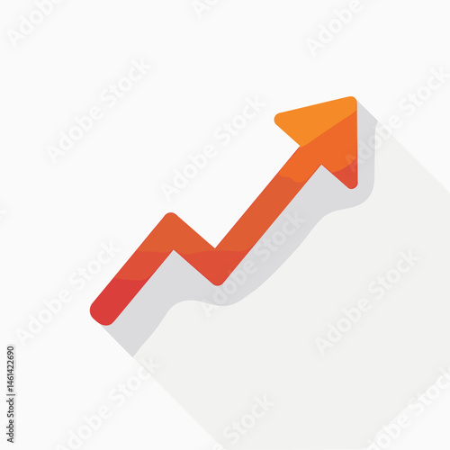 vibrant orange growth arrow on white background