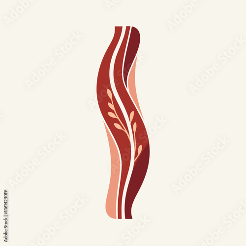 vivid bacon illustration with red stripes on white background