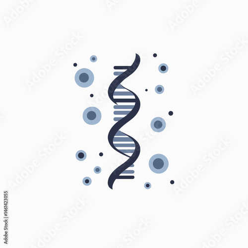 dna double helix illustration with blue circles
