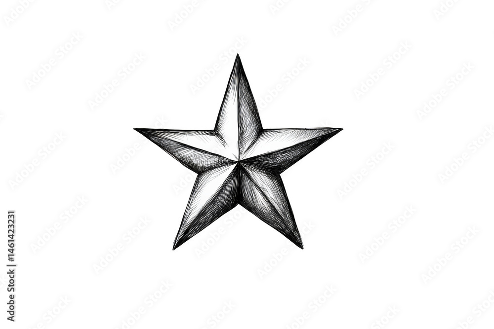 Star shape with distinct edges and shading. Png, Transparent background. Star shape with distinct edges and shading. Png, Transparent background.