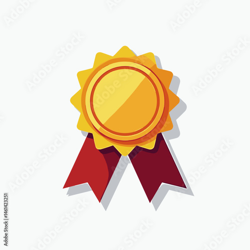 yellow star award with red ribbon on white background