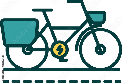Electric cargo bicycle icon for eco delivery
