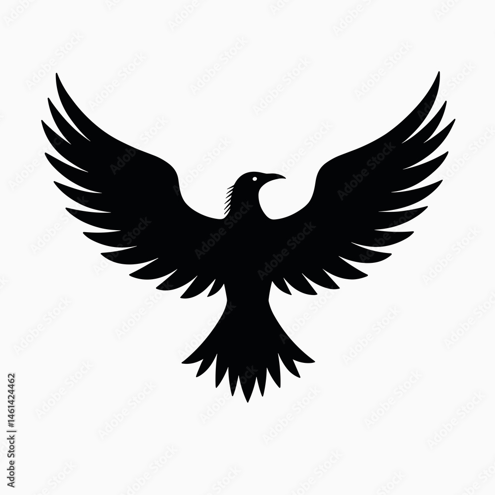 Fototapeta premium majestic black eagle silhouette on white background