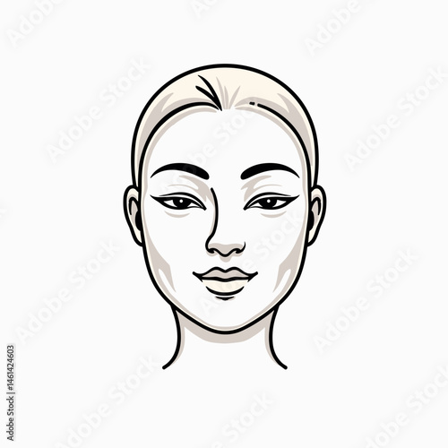 modern asian woman with blonde hair  clean beauty illustration