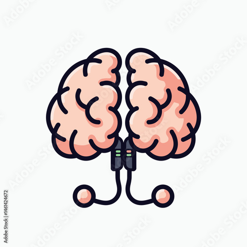 pink brain with headphones illustration
