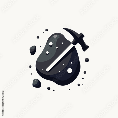 mining illustration with pickaxe and rocks