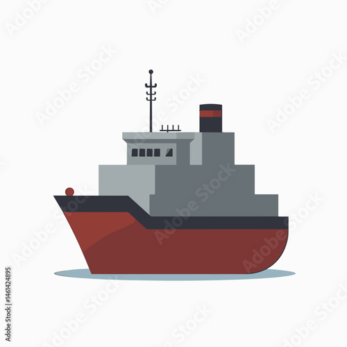 red and gray ship icon with windows and antenna