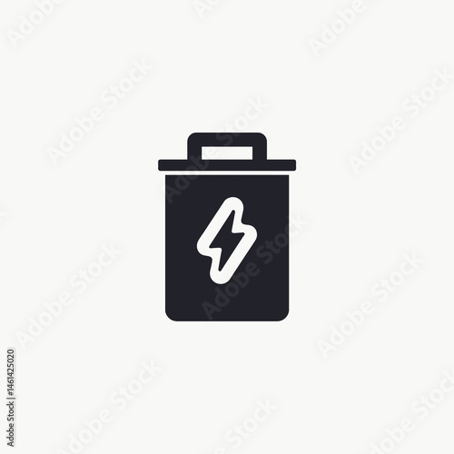 black battery box with white lightning bolt icon