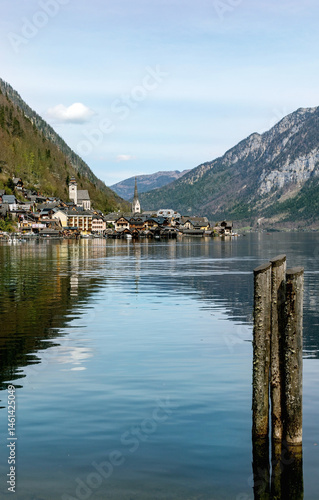 Hallstatt Village Nestled Between Alpine Mountains
