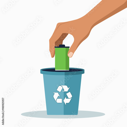 hand disposing battery into recycling bin