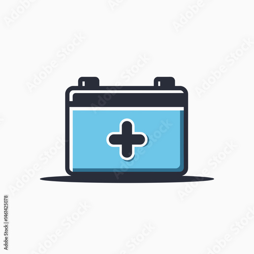 medication pill bottle with blue label and white cross