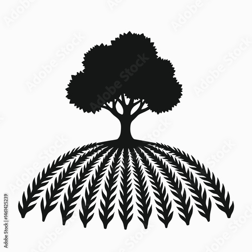 ecofriendly tree planting logo with green leaves on white background