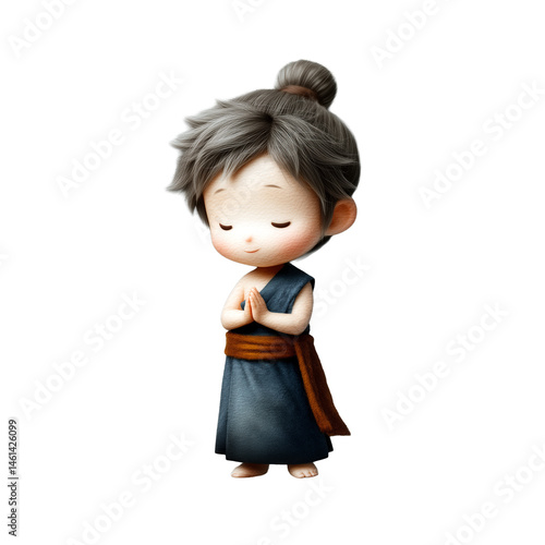 cute little monk praying