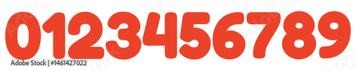 orange color numbers from 0 to 9 bold written and bold style. Graffiti style modern vector number elements. Typographic numbers brush texture.