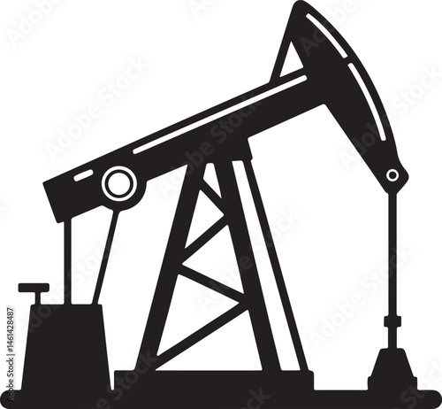oil pump jack silhouette, black and white silhouette, vector and illustration