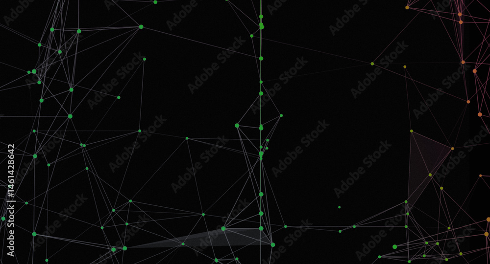 Abstract Plexus Network Background with Green Connected Dots on Black Abstract Plexus Network Background with Green Connected Dots on Black