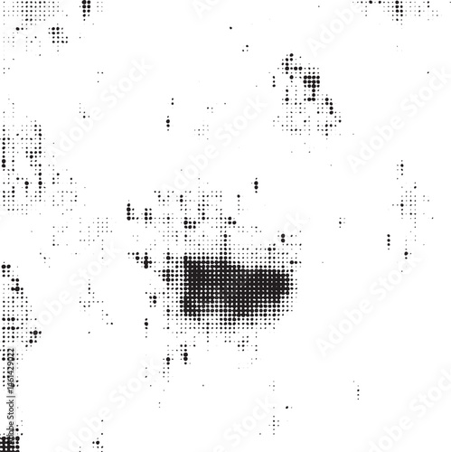 A close-up portrait reveals a focused human eye with scattered dots creating texture.