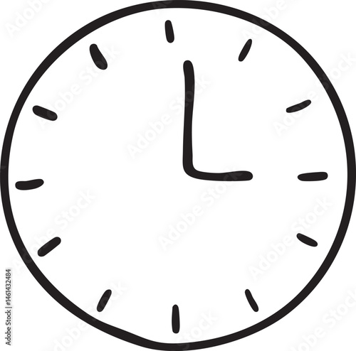 A simple clock face displays the hour hand pointing to twelve.