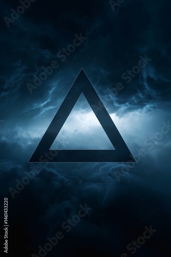 Obraz na płótnie Glowing triangle in cloudy sky, Surreal triangle shape in space clouds, Concept image for mystery or metaphysical ideas w salonie