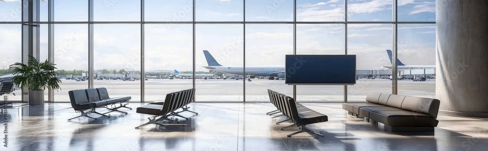 Fototapeta premium Vacant airport sign waiting for promotional content.