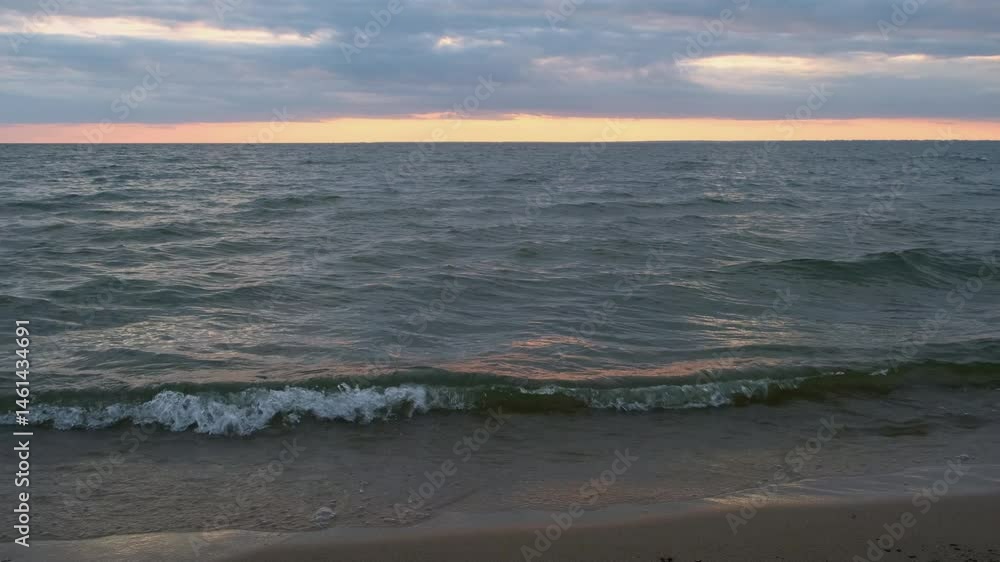 custom made wallpaper toronto digitalSea view at sunset with smooth waves and cloudy sky. Tranquil nature background.