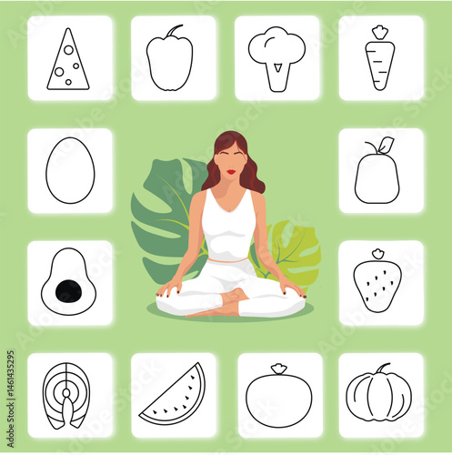 balanced nutrition and training icons