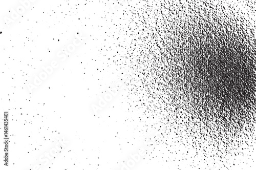 A textured black and white displays a dense scattering of small dots across the frame.
