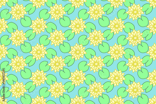 Obraz na płótnie Seamless pattern with lotus flowers. Summer floral background. w salonie