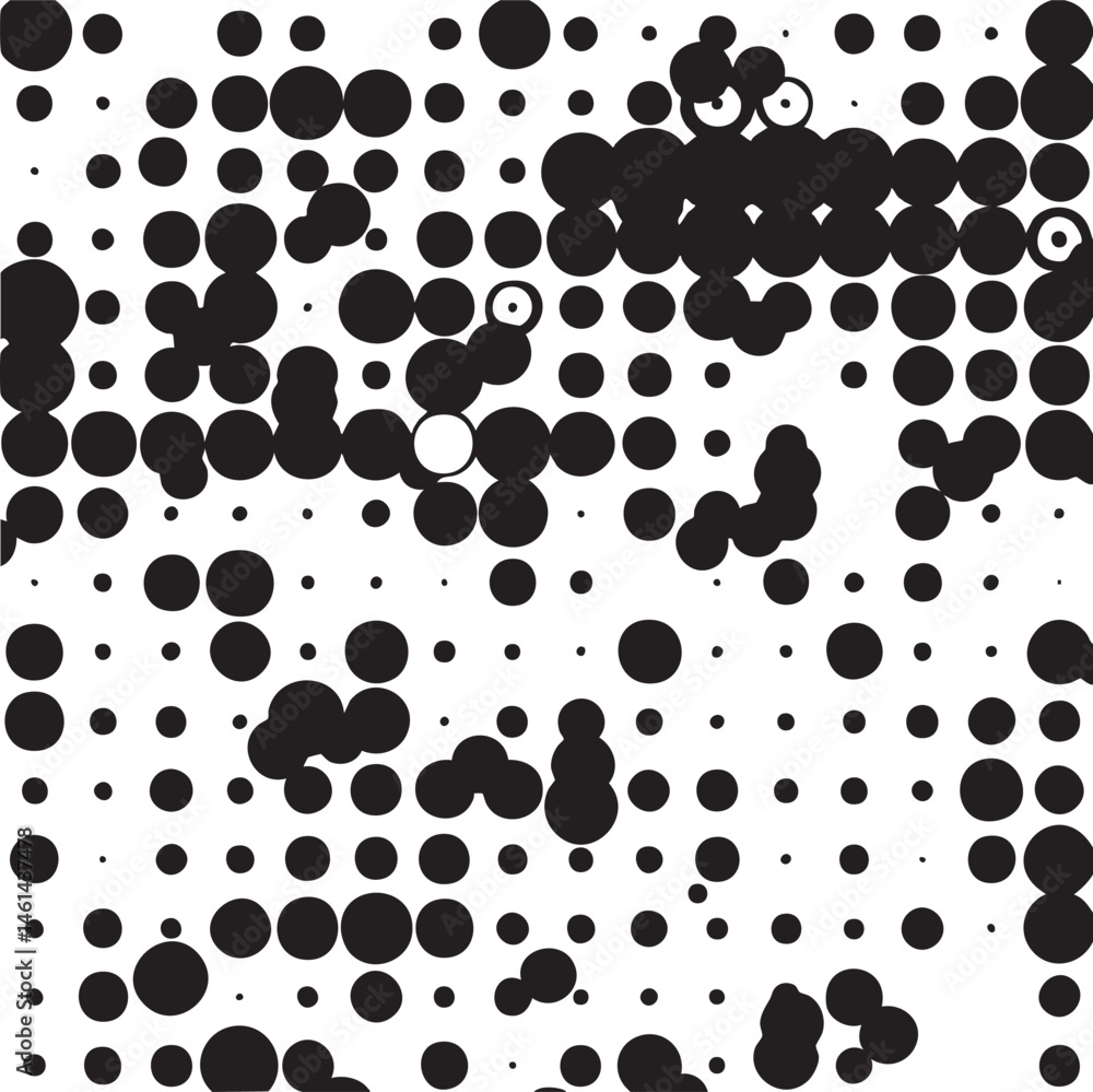 Fototapeta premium A dense of black and white circles with cartoon eyes.