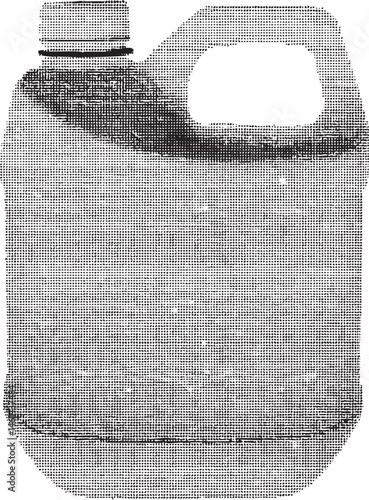 A gray plastic jug rests on a rough textured surface.