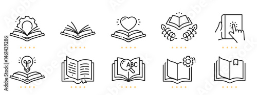 Book related line icons. Editable stroke