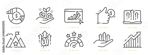 Business growth related line icons. Editable stroke