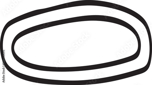 A bold black oval shape dominates a white background.