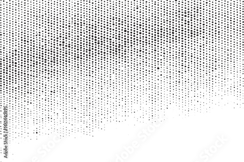 A dense gradient of scattered black dots transitions to a white background.