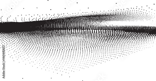 A dark textured wave stretches across a monochrome landscape.