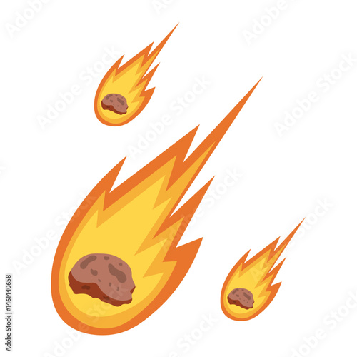 Asteroid Vector Illustration. Falling Meteor. Vector Art in Cartoon Style.